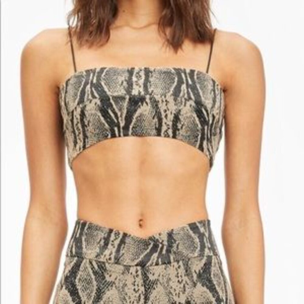✅ I. AM. GIA.‎ Snake Crop Top BLACK/TAN SIZE SMALL